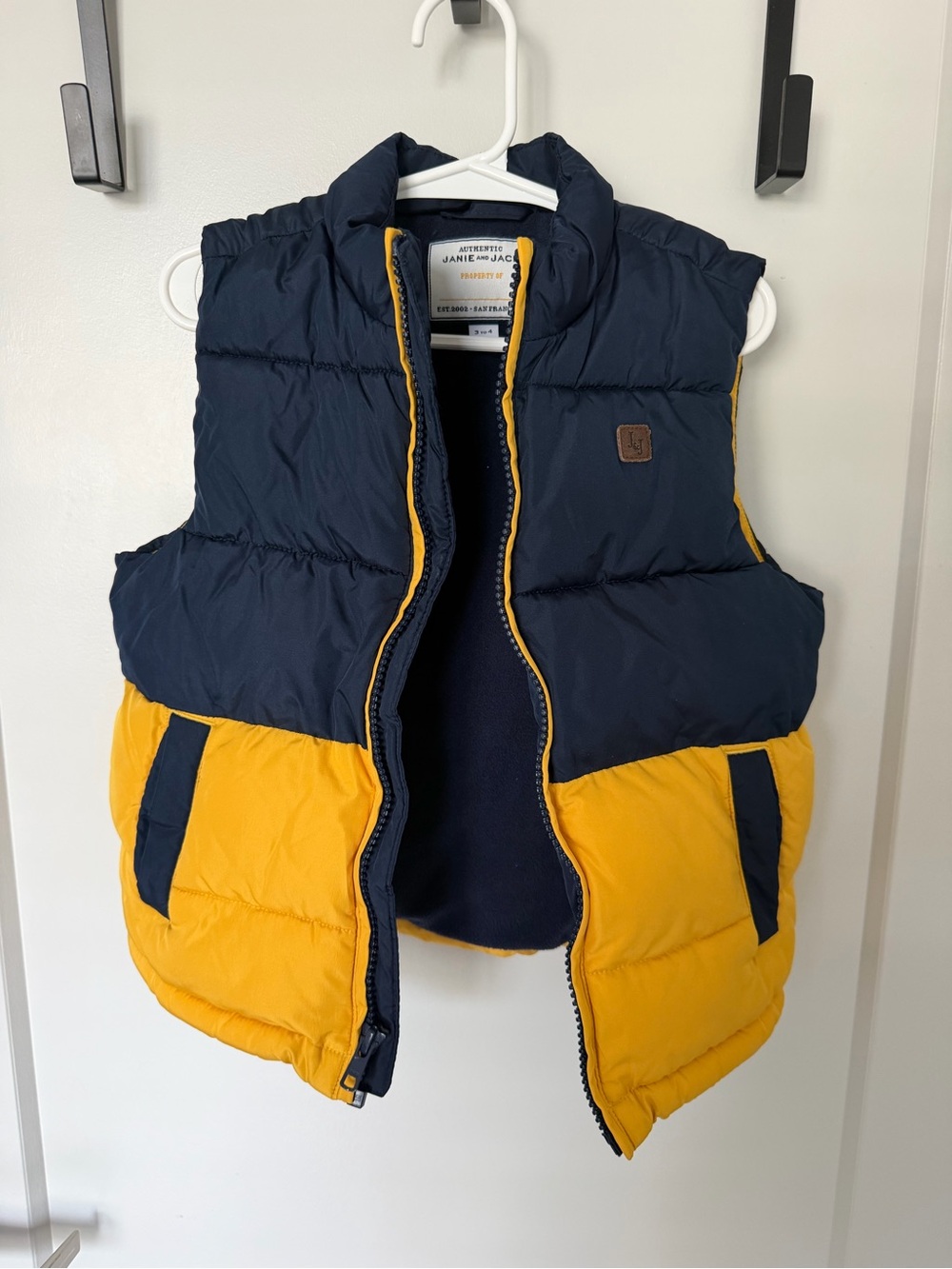 Janie and Jack Navy and Yellow Puffer Vest